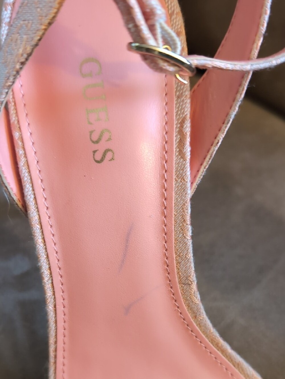 Guess Pink Logo Jacquard Platform Heel Sandals - Picture 2 of 10